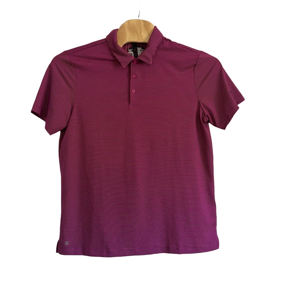 Adidas Golf‎ Polo Mens L Fuchsia Black Striped NEW OTMAN PENCL STP HR9073